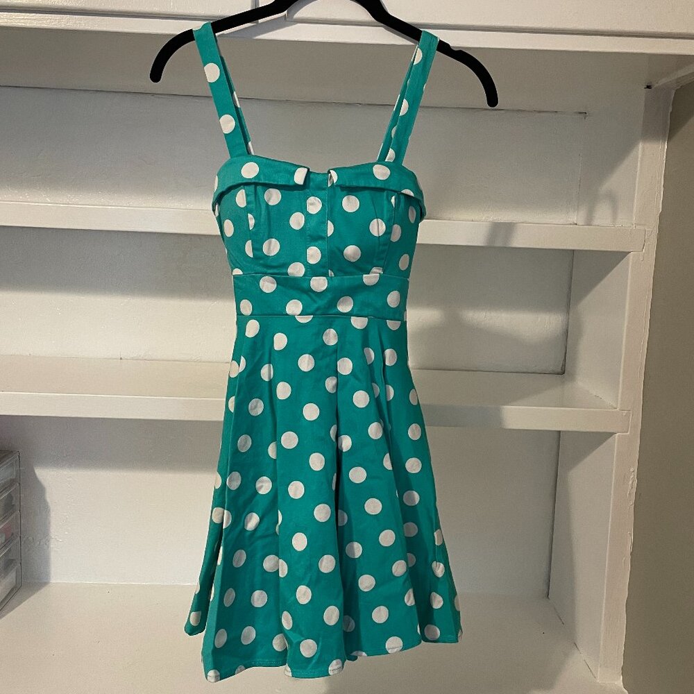 Ixia Mint Green Retro Pin-up Style Polka Dot Swing Dress – Size S